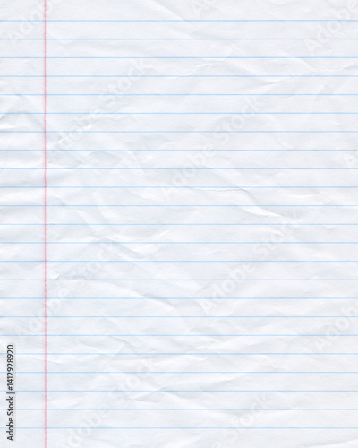 Natural lined crumpled paper page background. Old antique notebook sheet paper texture. Vintage paper background.