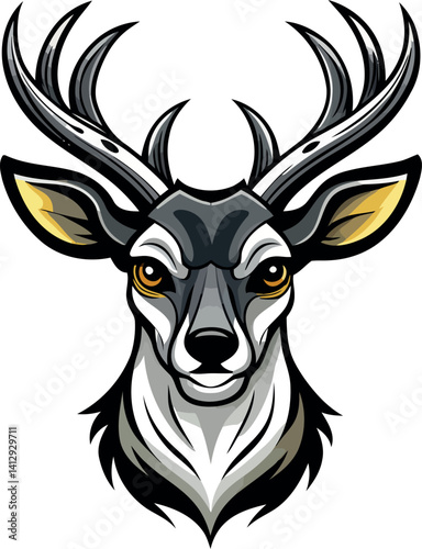 Wildlife-Themed Deer Head Vector – Trophy Icon in Color for Nature Projects and Adventure Brands