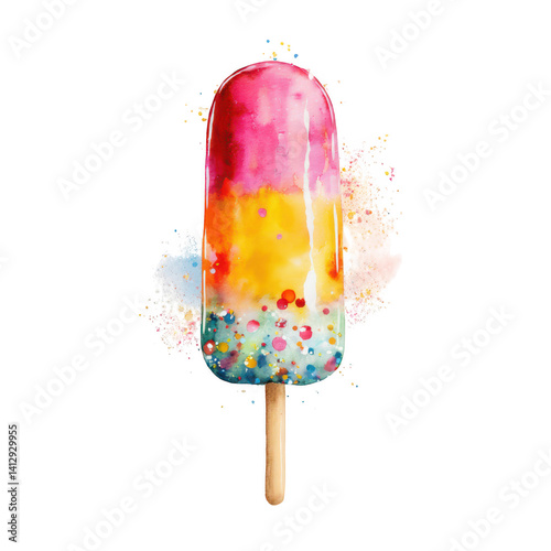 Colorful watercolor popsicle art bright background digital illustration fun environment creative concept