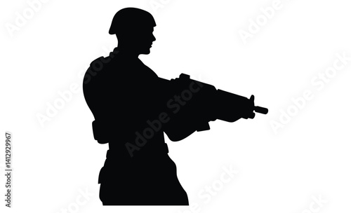 Soldier silhouette, Military action icon, Armed forces illustration