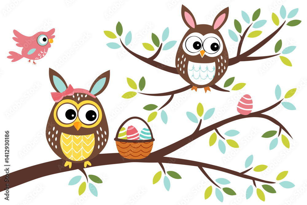 Fototapeta premium owls in the tree