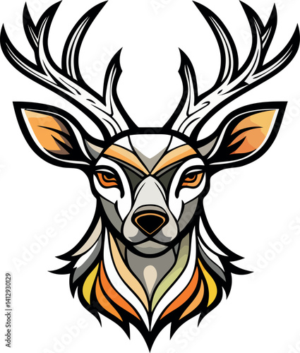 Detailed Deer Head Icon in Color – Perfect Vector for Hunting Clubs and Nature Posters