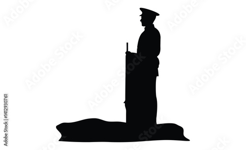 Soldier silhouette, Military action icon, Armed forces illustration