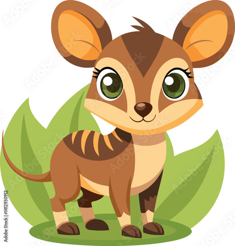 Cute Mouse Deer Cartoon Vector Illustration – Perfect for Kids’ Books and Wildlife Graphics