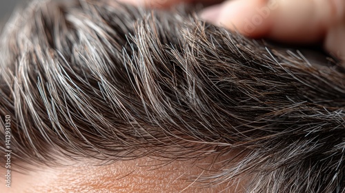 Closeup gray hair texture human head