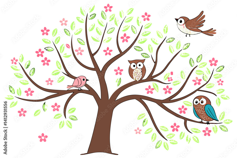 Fototapeta premium birds on tree