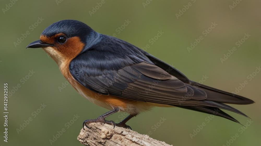 Fototapeta premium Cliff Swallow perched on branch, nature background, wildlife photography, nature poster