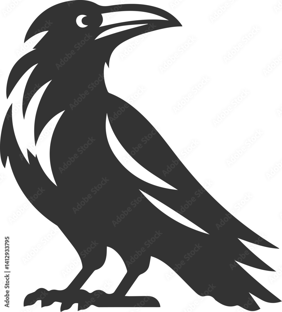 Fototapeta premium Vector black crow bird animal silhouette