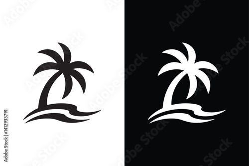 Palm tree icon vector on White Background ,Vector Art Illustration on white background.