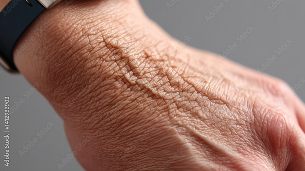 Fototapeta premium Closeup hand image showing veins and skin texture