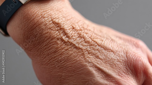 Closeup hand image showing veins and skin texture
