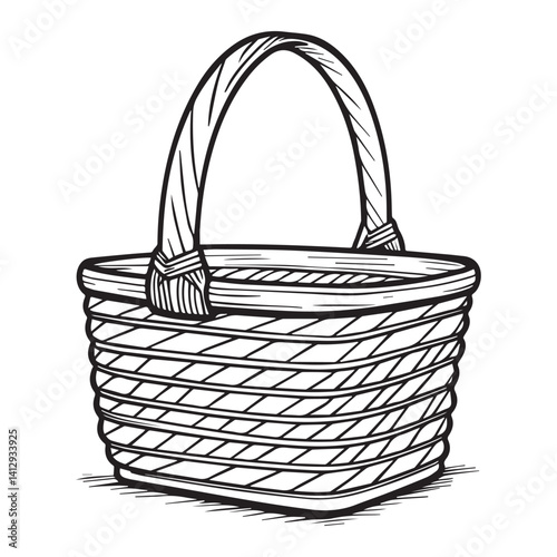 Unique basket silhouette with vector background