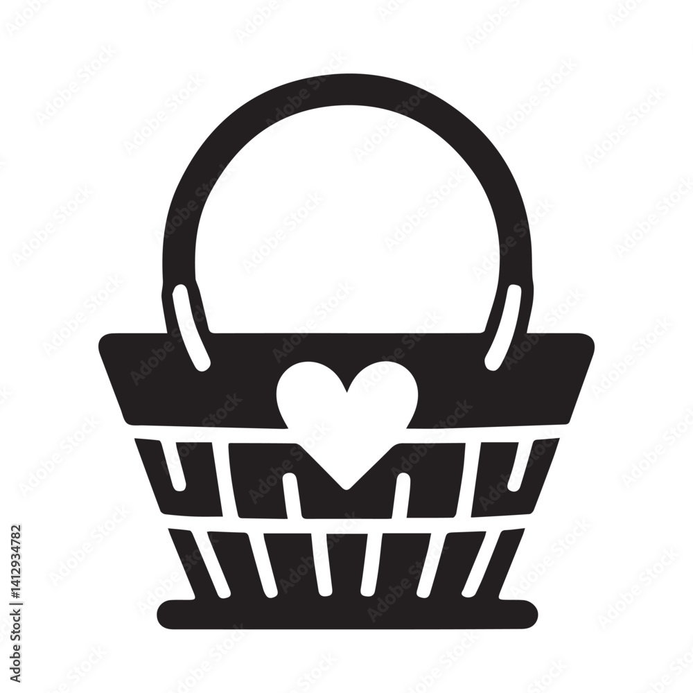 Simple basket shape in vector silhouette style Simple basket shape in vector silhouette style