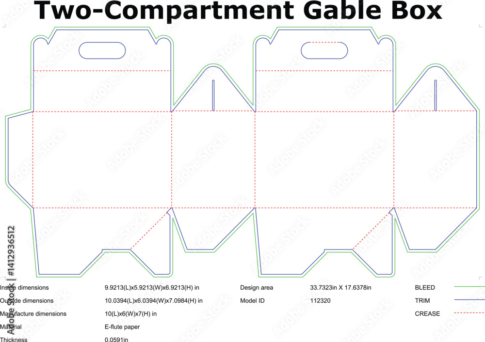 TwoCompartment Gable Box Packaging Design Template Diagram TwoCompartment Gable Box Packaging Design Template Diagram