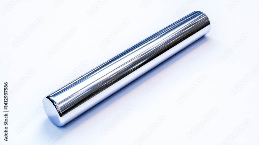 Polished steel bar reflecting light on white background Polished steel bar reflecting light on white background