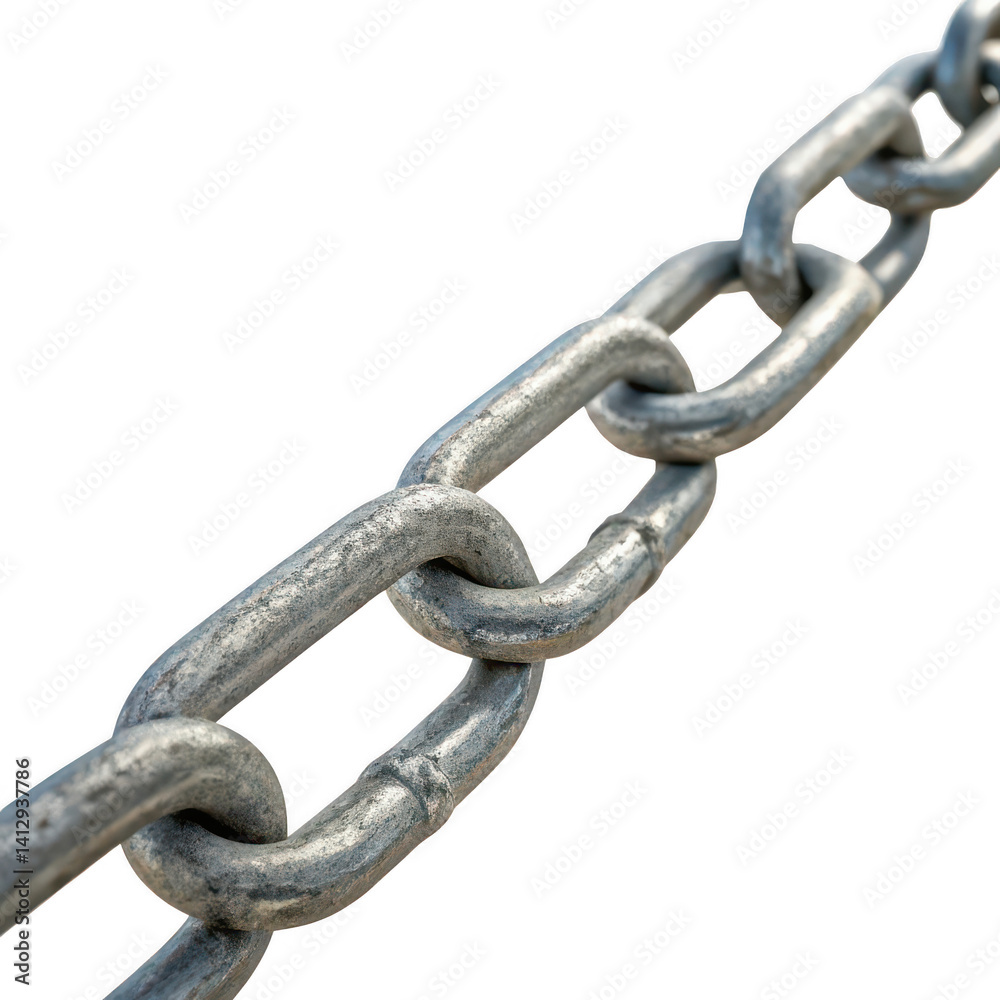 Close-up of a Metal Chain Interconnected Links, Strength, and Durability Close-up of a Metal Chain Interconnected Links, Strength, and Durability