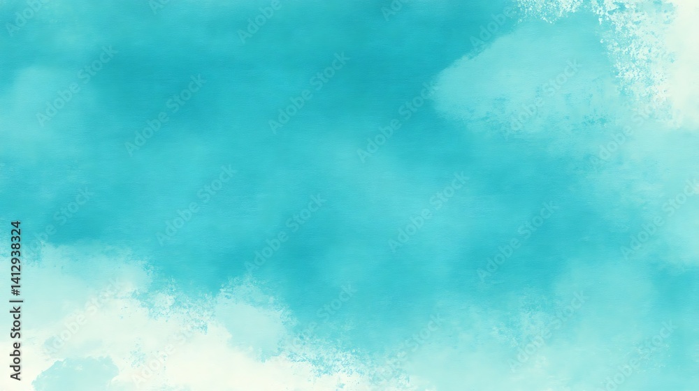 Fototapeta premium Abstract Watercolor Texture in Turquoise and White for Serene Visuals