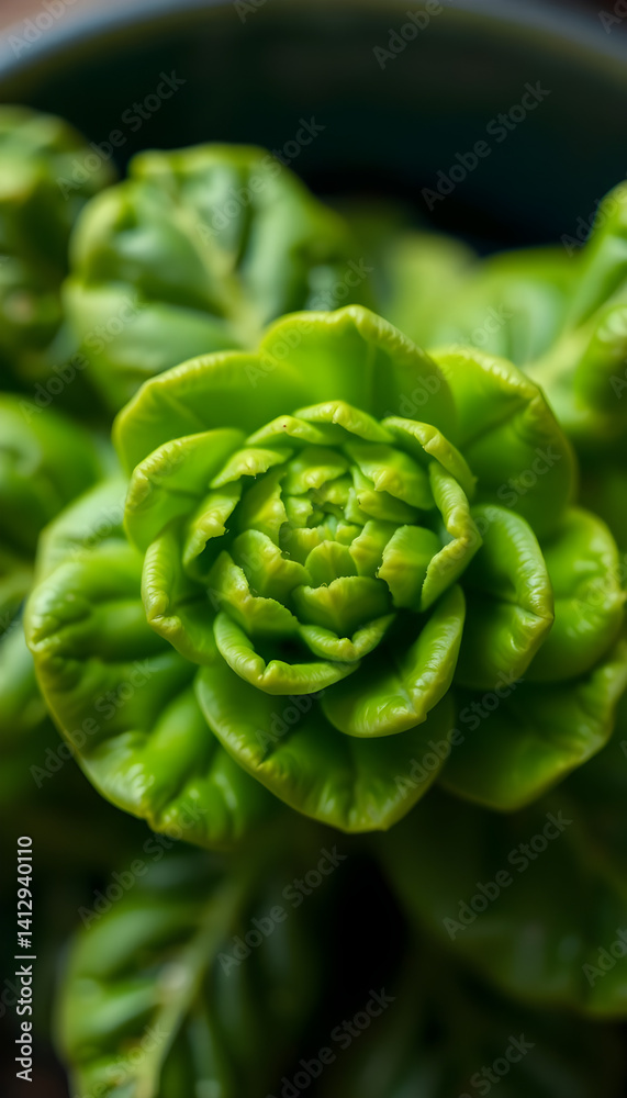 Fototapeta premium close up of a green flower in a pot