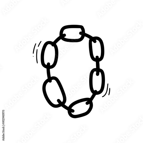 Hand Drawn Chain Illustration. Doodle Vector. Isolated on White Background - EPS 10 Vector