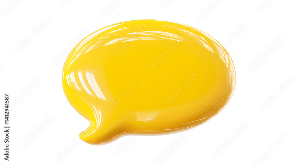 Fototapeta premium Bright yellow speech bubble, glossy and modern, perfect for communication themes.