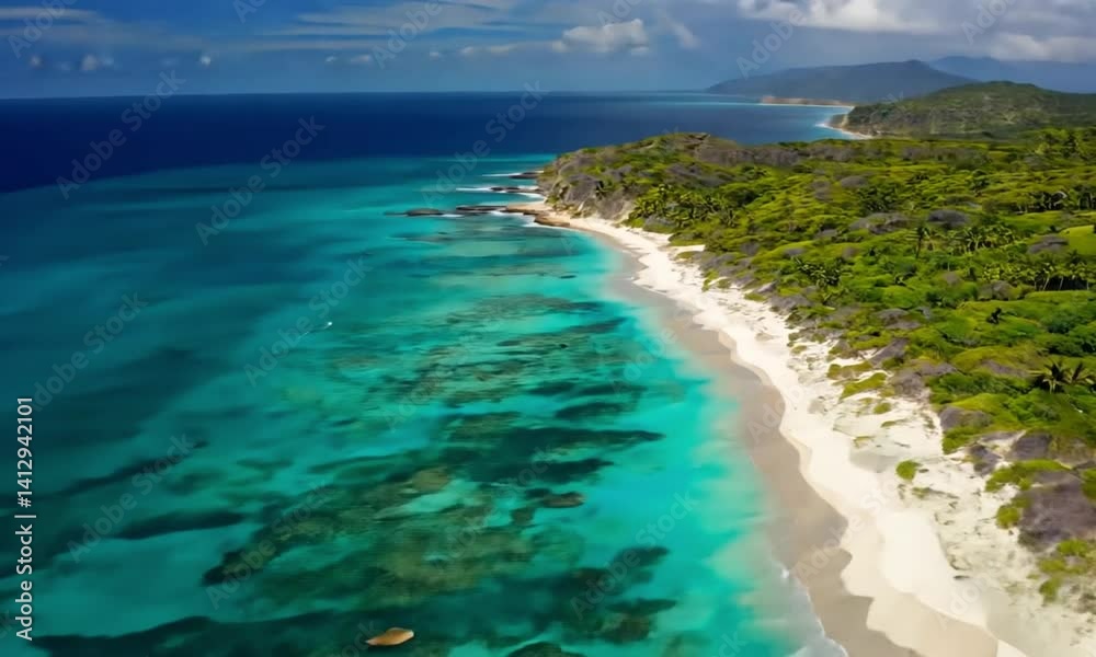 Tropical island beach with turquoise water. Tropical island beach with turquoise water.