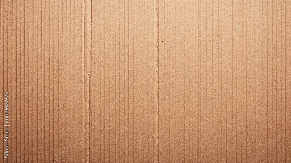 Fototapeta premium Textured surface of cardboard sheet with distinct vertical lines and natural hue, showcasing its unique design and material quality