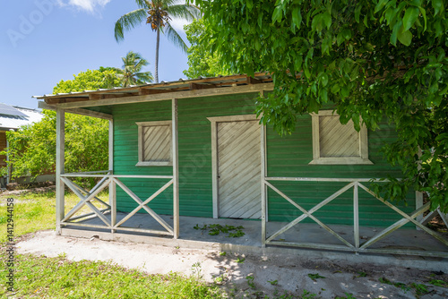 Obraz na płótnie Typical colorful house of the Saona Island, Mano Juan fishing village,Dominican Republic. w salonie