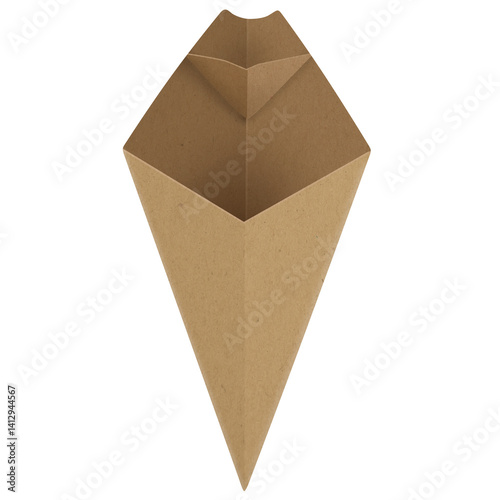 Kraft paper cone box, eco friendly packaging, versatile design, sustainable material, empty container, creative storage solution, minimalistic