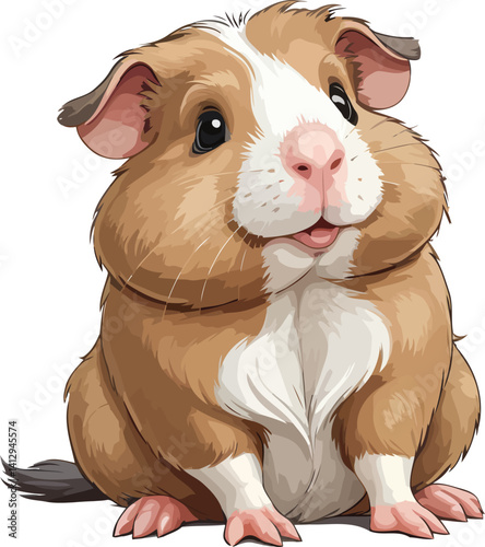 Cute Guinea Pig Sitting on Soft Blanket – Adorable Small Pet Animal Stock Image
