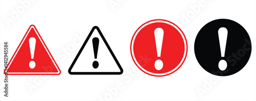 Attention caution sign warning symbol icon set danger, Triangular vector illustration