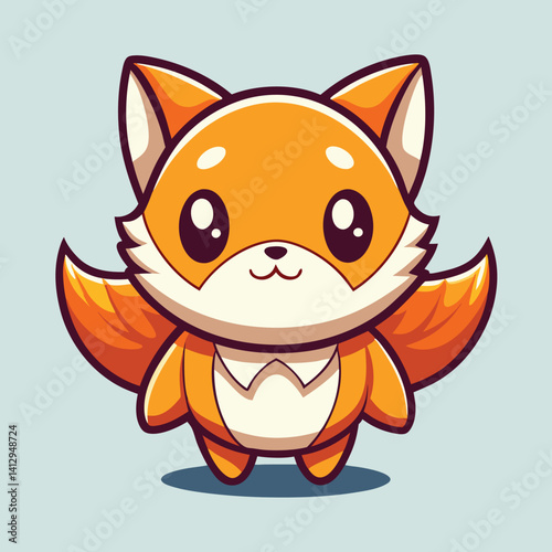 Cute cartoon fox with wings