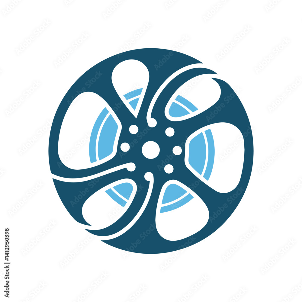 Obraz premium Minimalist film reel icon for logo design. Vector illustration.