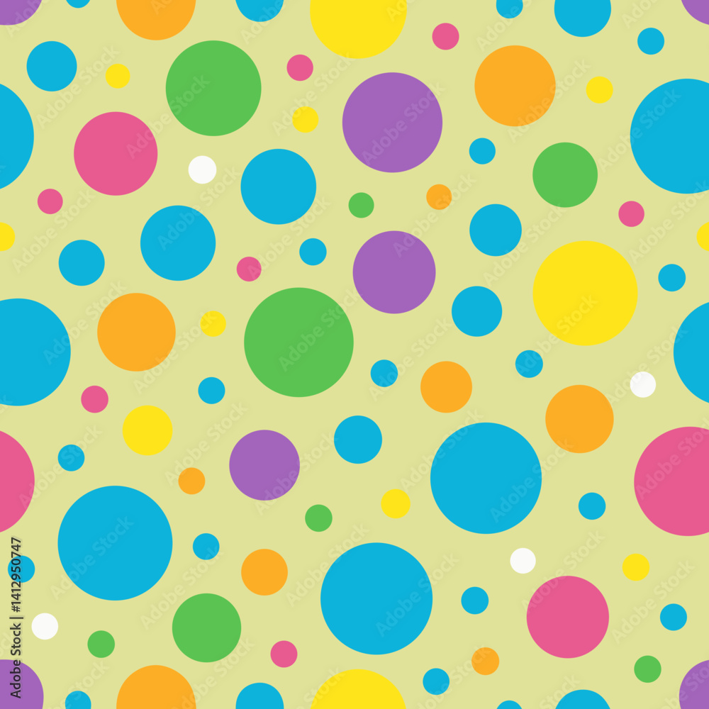 A vibrant explosion of colorful polka dots celebrating joy and playfulness on a pastel yellow background. A vibrant explosion of colorful polka dots celebrating joy and playfulness on a pastel yellow background.
