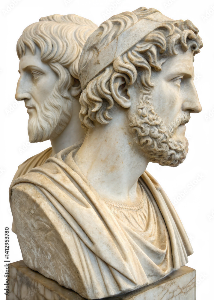 Ancient Roman Janus Bust Two-Faced God Symbolism in Marble Sculpture Ancient Roman Janus Bust Two-Faced God Symbolism in Marble Sculpture