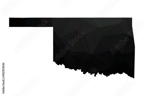Abstract Polygon - Low Poly Color Black Oklahoma map. Vector Illustration eps10.