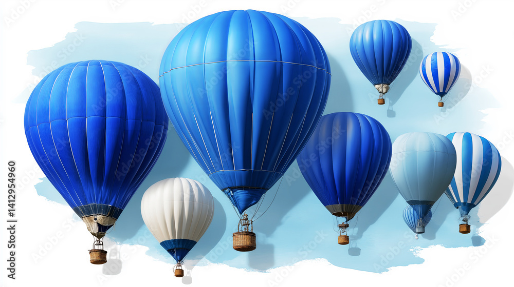 Fototapeta premium Background of cute illustration watercolor of hot air balloons in the sky.Wallpaper concept