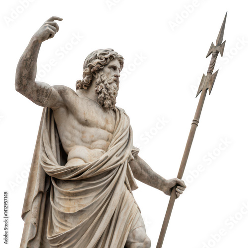 Majestic Marble Statue of Jupiter God of Thunder and Sky, Ancient Roman Sculpture