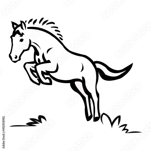 Horse jump  vector art design