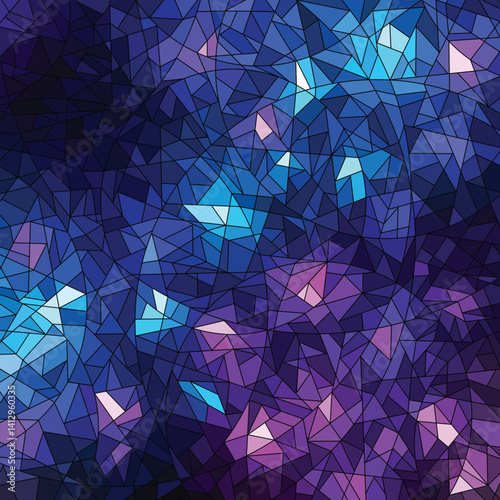 Stained Glass Mosaic in Blue Tones with sharp polygonal shapes