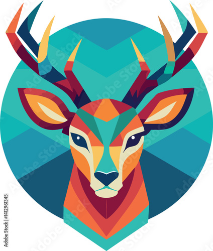 Minimalist Deer Head Color Vector – Great for Badge Design, Hunting Prints, and Rustic Decor