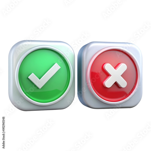 3D render of pros and cons icon isolated on white background
