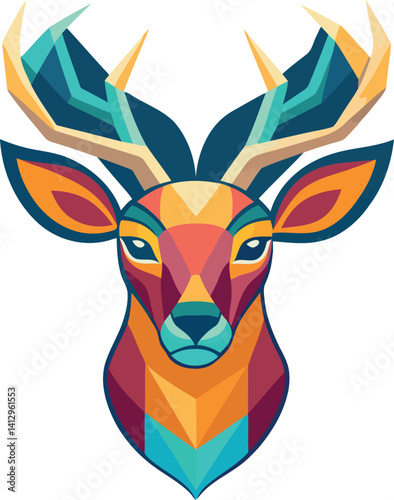 Outdoor Adventure Trophy Symbol – Deer Head Vector in Color for Logos and Brand Identity