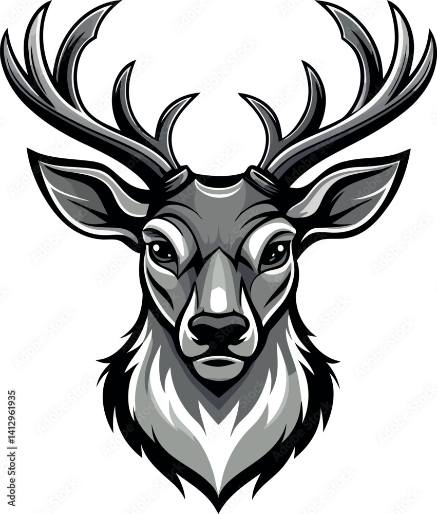 Hunter Trophy Logo with Deer Head – Flat Color Vector Perfect for Outdoor and Forest Themes Hunter Trophy Logo with Deer Head – Flat Color Vector Perfect for Outdoor and Forest Themes