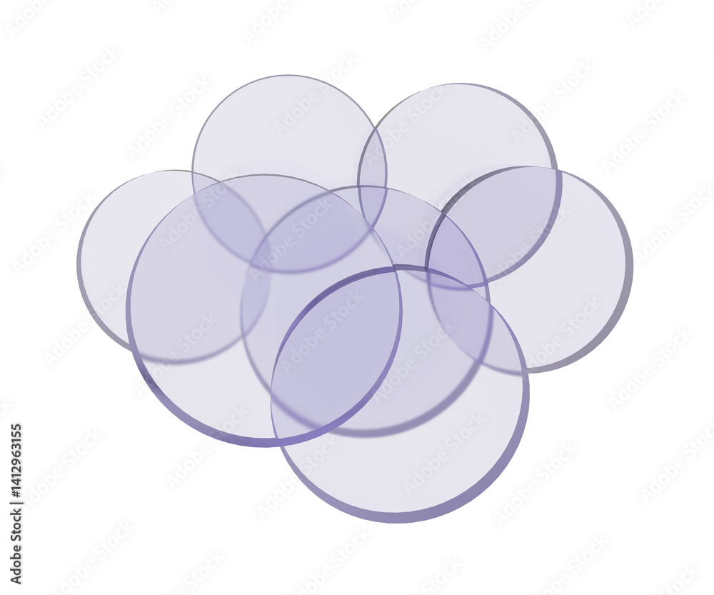 Transparent glass discs on a transparent background. Purple shade of circles. 3D render. High-resolution PNG with circular elements. Transparent glass discs on a transparent background. Purple shade of circles. 3D render. High-resolution PNG with circular elements.