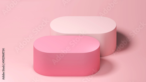 3D Modern Pink Rounded Rectangle Table Furniture Podium