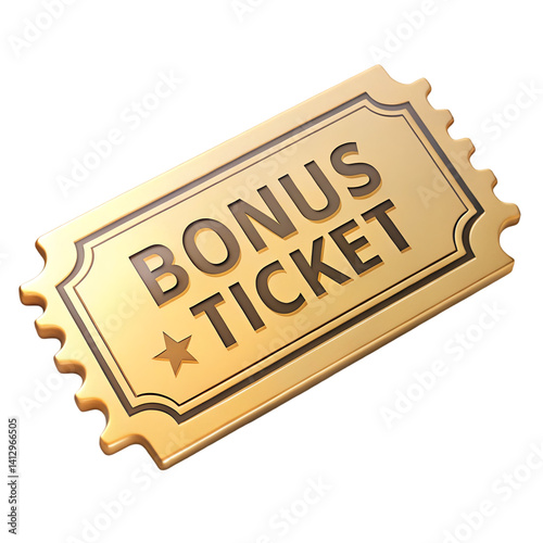 Bonus ticket 3D render isolated on white background