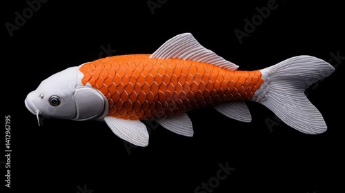 Koi fish, vibrant orange and white scales photo