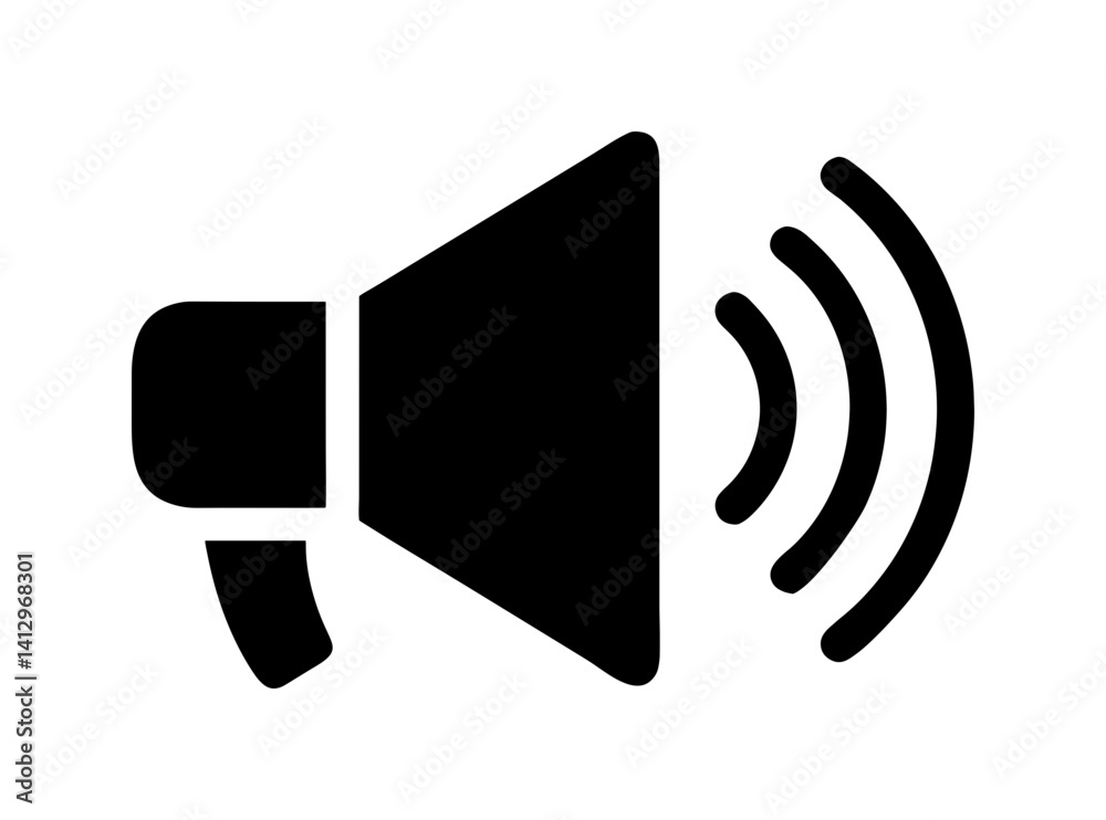simple solid black loudspeaker icon emitting sound waves simple solid black loudspeaker icon emitting sound waves