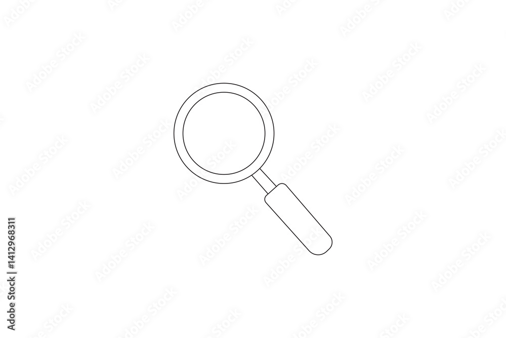 Minimalist line art of magnifying glass for search and inspection icon design Minimalist line art of magnifying glass for search and inspection icon design