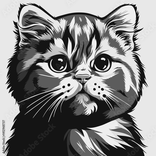baby british shorthair shepherd, Cat face happ, vector illustration of a cat